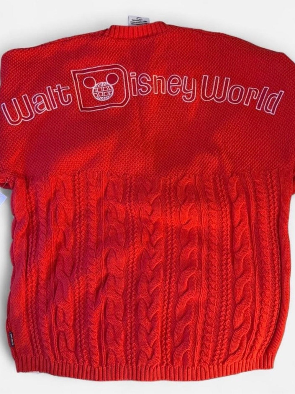 Disney Red Walt Disney World Cable-Knit Crewneck Sweater